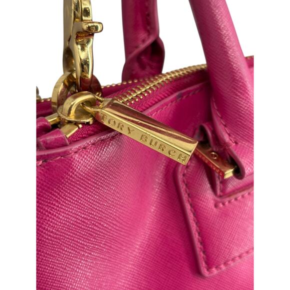 Tory Burch Robinson Saffiano Leather Double Zip Tote Crossbody Large Fuschia - Picture 5 of 16
